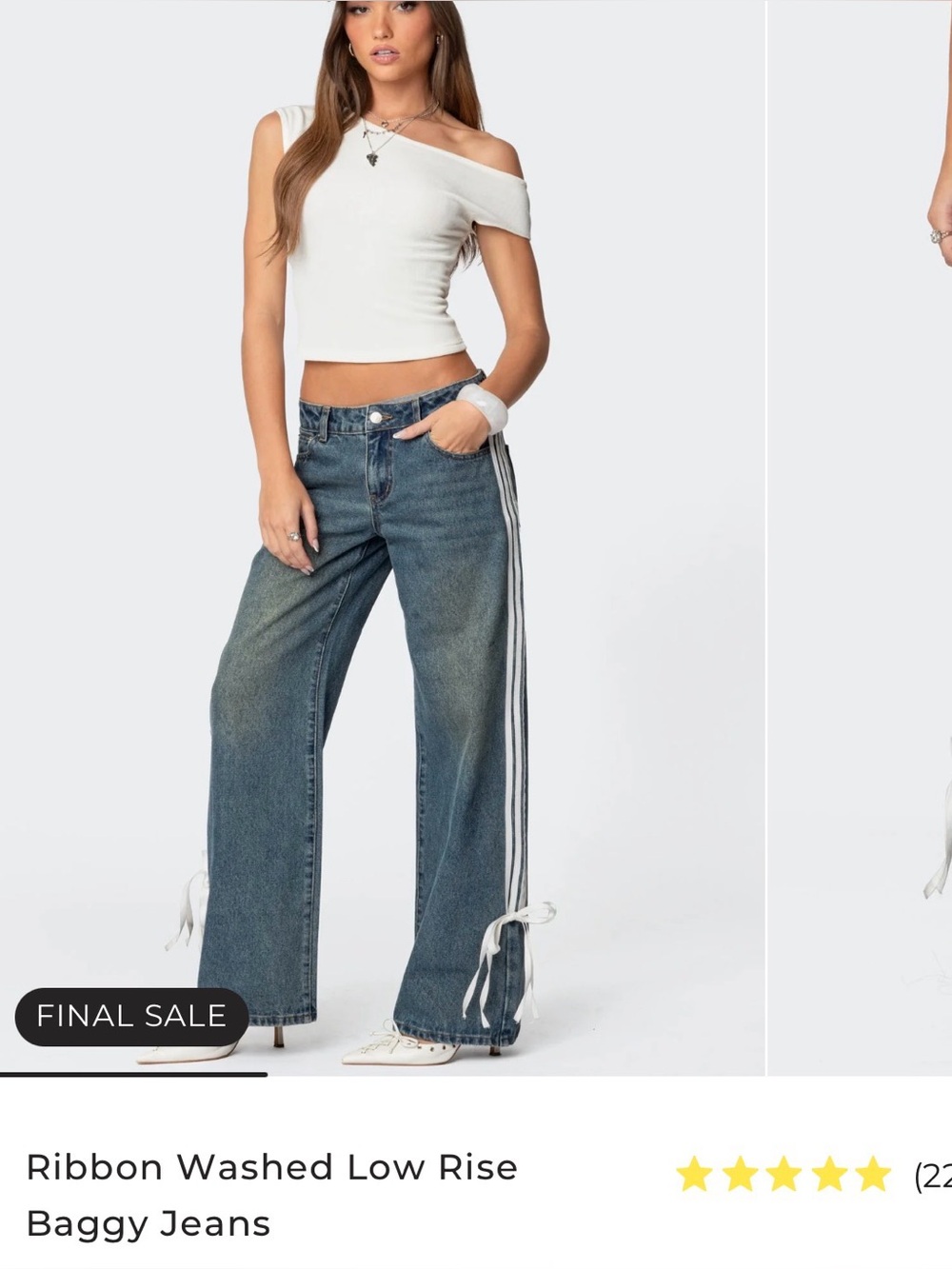 Edikted Ribbon washed low rise baggy jeans
